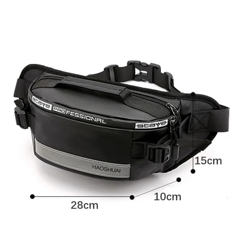 HVTIL Men Fanny Pack Fashion Daily Street Chest Bag High Quality Reflector Strip Nylon Cashier Waist Bag Run Zipper Waterproof