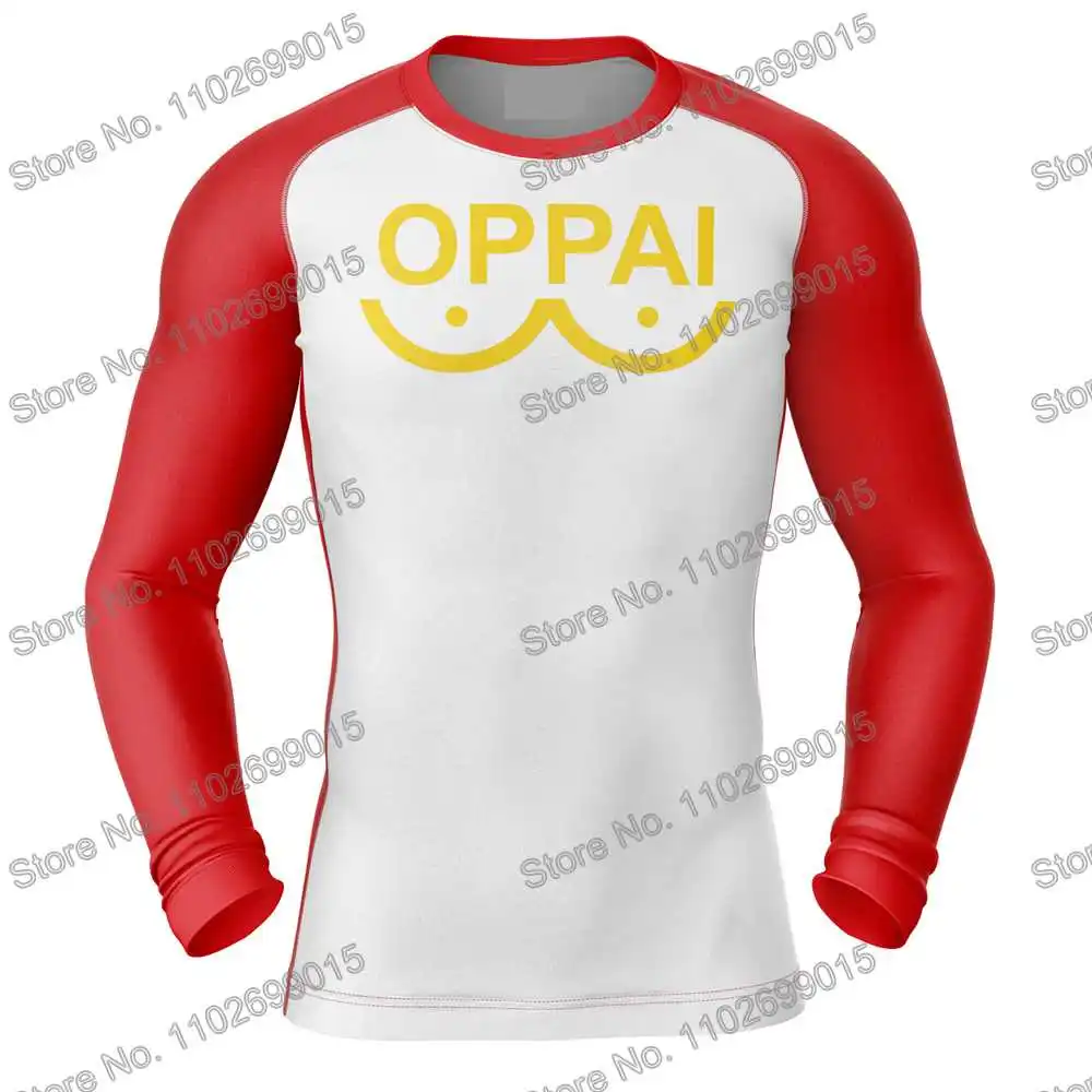 One Punch Man Diving T-Shirt Tight Long Sleeve Saitama Oppai Rash Guard Swimwear Men UV Protection Surf Clothing Beach Floatsuit