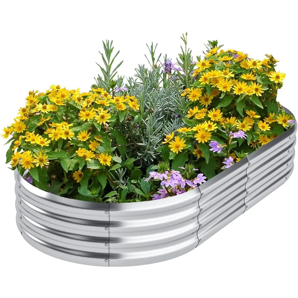 

Приподнятая садовая кровать, фотобоксы для улицы, овальный большой металлический садовый ящик для растений, овощей, фруктов, цветов
