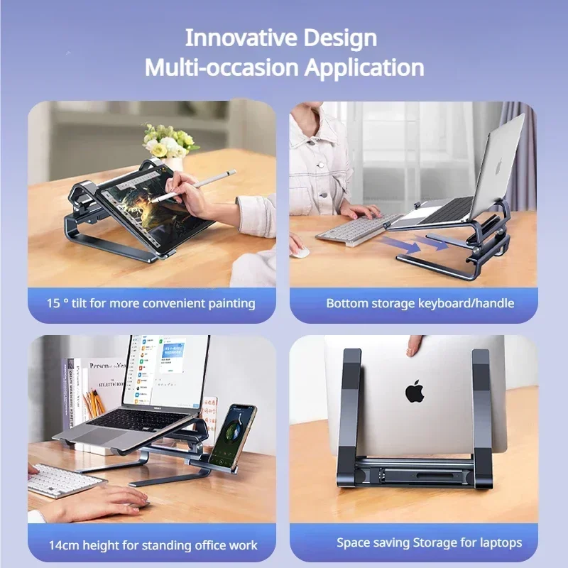 Eary Aluminum Laptop Stand Computer Stand for 12-17 Laptops Desktop Mackbook Pro Computer Accessories adjustable laptop table