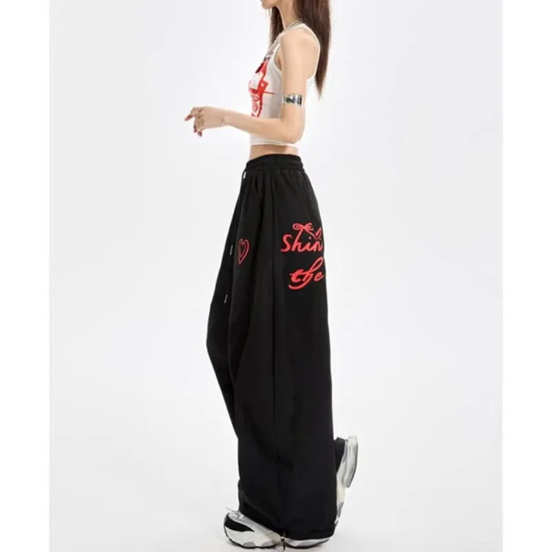 Frau Beliebte Allgleiches Hosen Hohe Taille Vintage Mode Hosen Europäer Amerikanischen Street Style Gothic Breite Bein Hosen Frauen – Detail 4