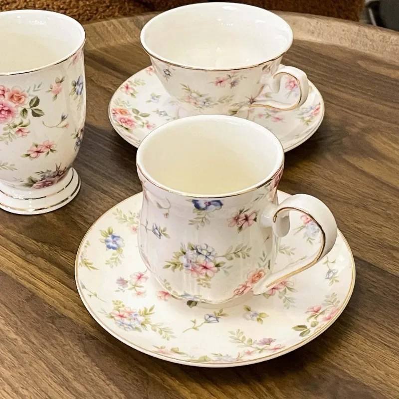 Juego de tazas de café de cerámica de flor rota inglesa Vintage, taza de té de Camelia de la tarde, Taza de cerámica ligera de Phnom Penh, taza de cocina de lujo