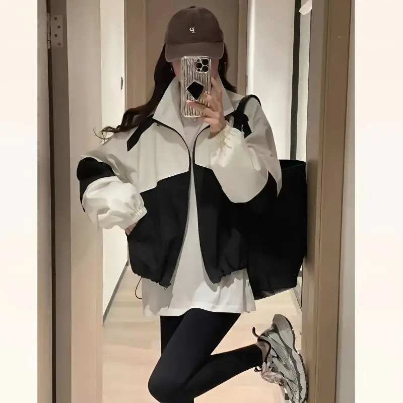 Autumn Jackets Women Vintage Long Sleeve Coats Lady Causal Loose Stand Collar Outdoor Jacket Female Y2K Korean Fashion Outerwear girls outdoor sport shoes lady cotton shoes plus velvet to keep warm casual shoes soft bottom slip on hot sale winter fur hot