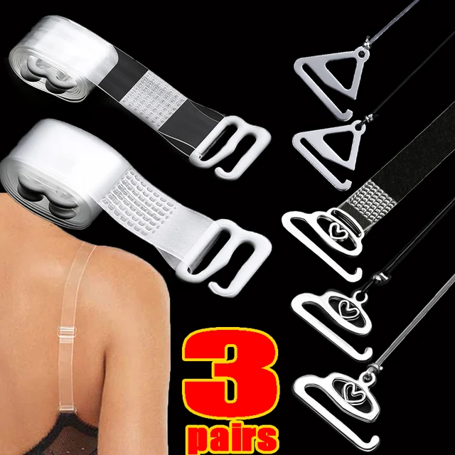 3Pairs Transparent Invisible Bra Straps Women's Sling Detachable