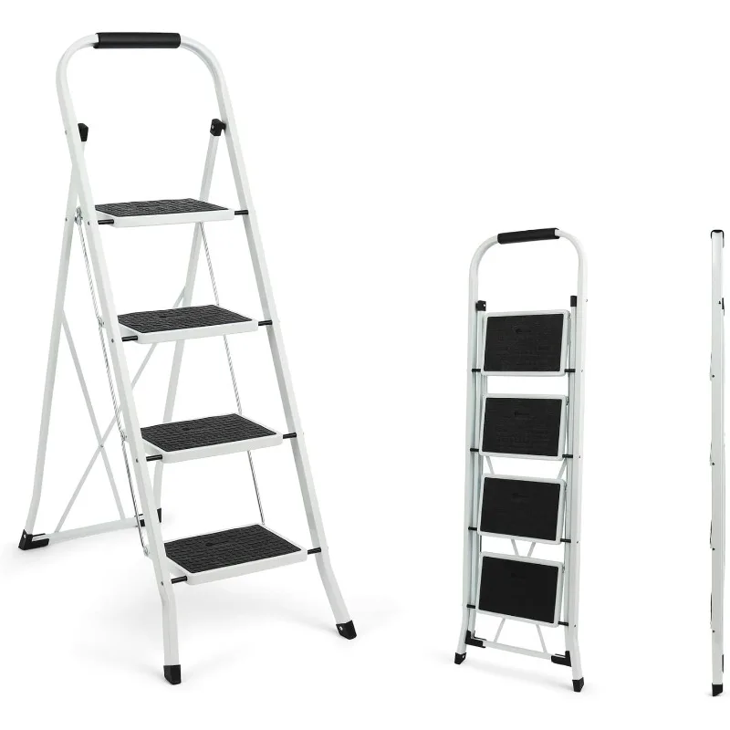 

Step Ladder, 4 Step Stool Ergonomic Folding Step Stool with Wide Anti-Slip Pedal Sturdy Stool for Adults Multi-Use