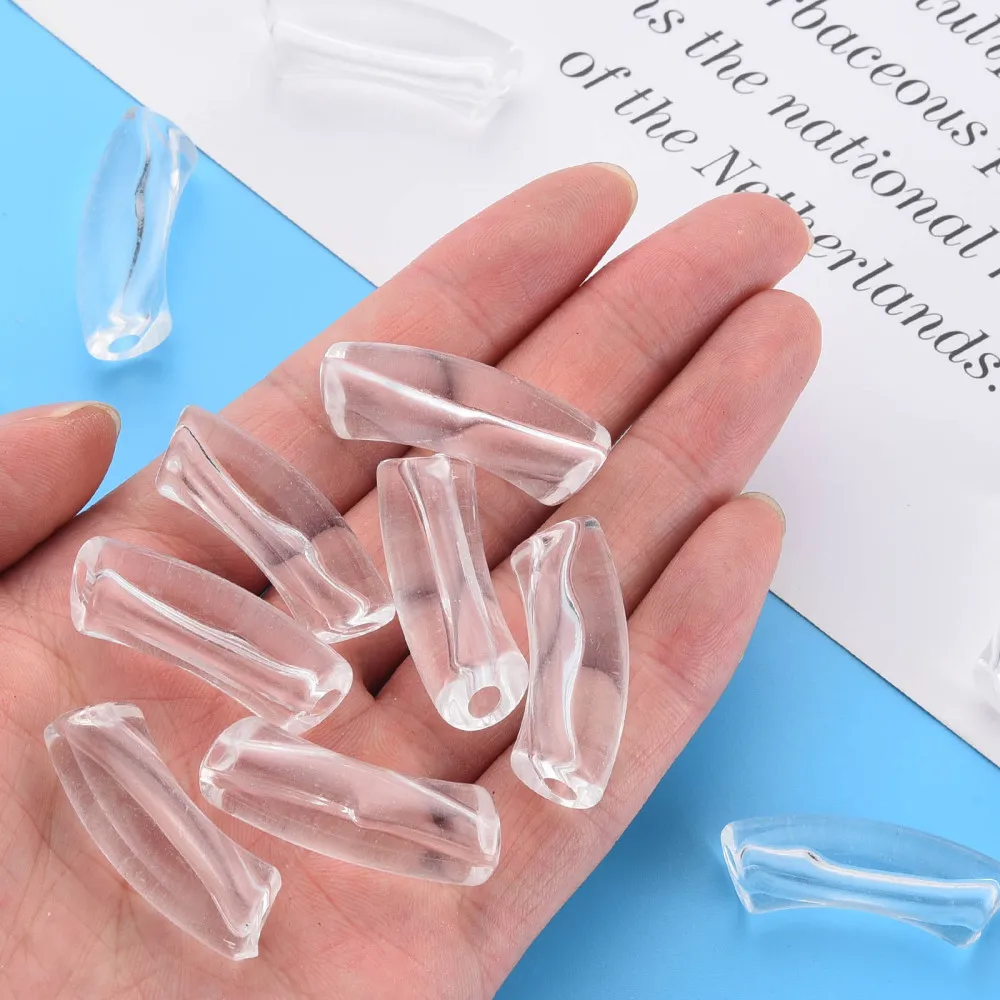 36mm Transparent Tube Beads Fit Bangle Bracelet Chunky Curved Acrylic Spacer Beads for Summer Fashion Jewelry Making 148pcs/500g