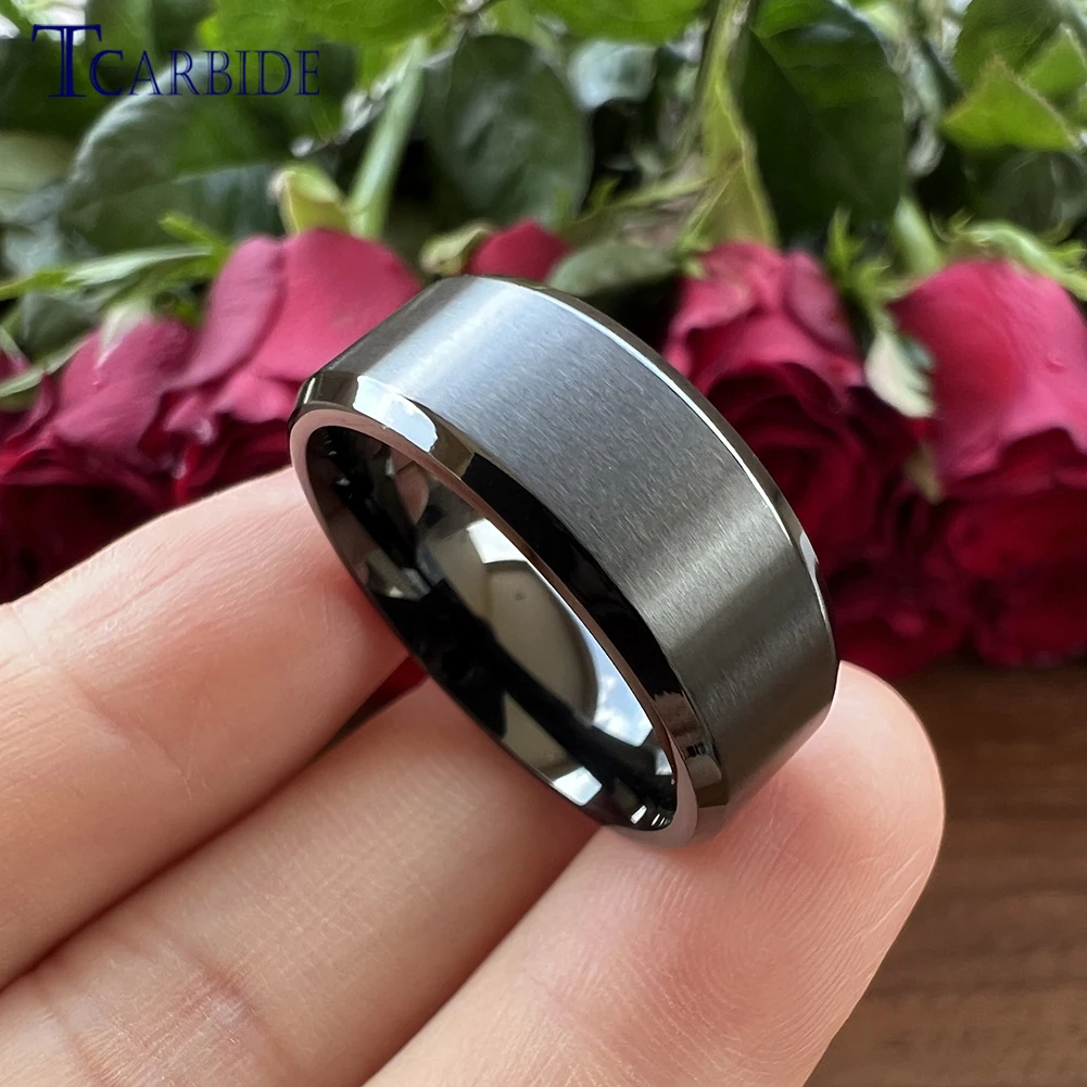 Black Ring 6mm 8mm Stainless Steel Classic Dailylife Jewelry Beveled Brushed Shipping to All Over The World wedding rings signet ring round rings cross rings silver ring womens ring fidget rings couple rings cubic zircon ring turkish rings finger rings jewelry rings ring jewelry anime rings moissanite ring survival ring
