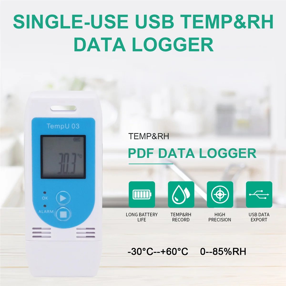 Temperature Humidity Meter TempU 03 USB Temperature Humidity Data Logger Reusable RH TEMP Datalogger Recorder Humiture Recording Meter