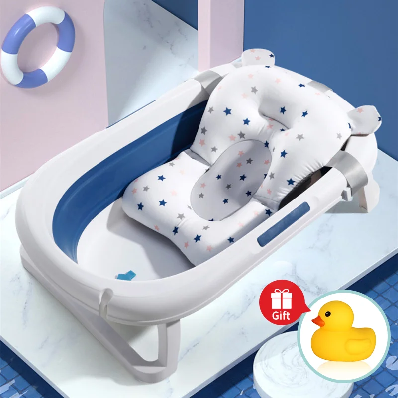 

Baby Bath Seat Support Mat Foldable Baby Bath Tub Pad & Chair Newborn Bathtub Pillow Infant Anti-Slip Soft Comfort Body Cushion