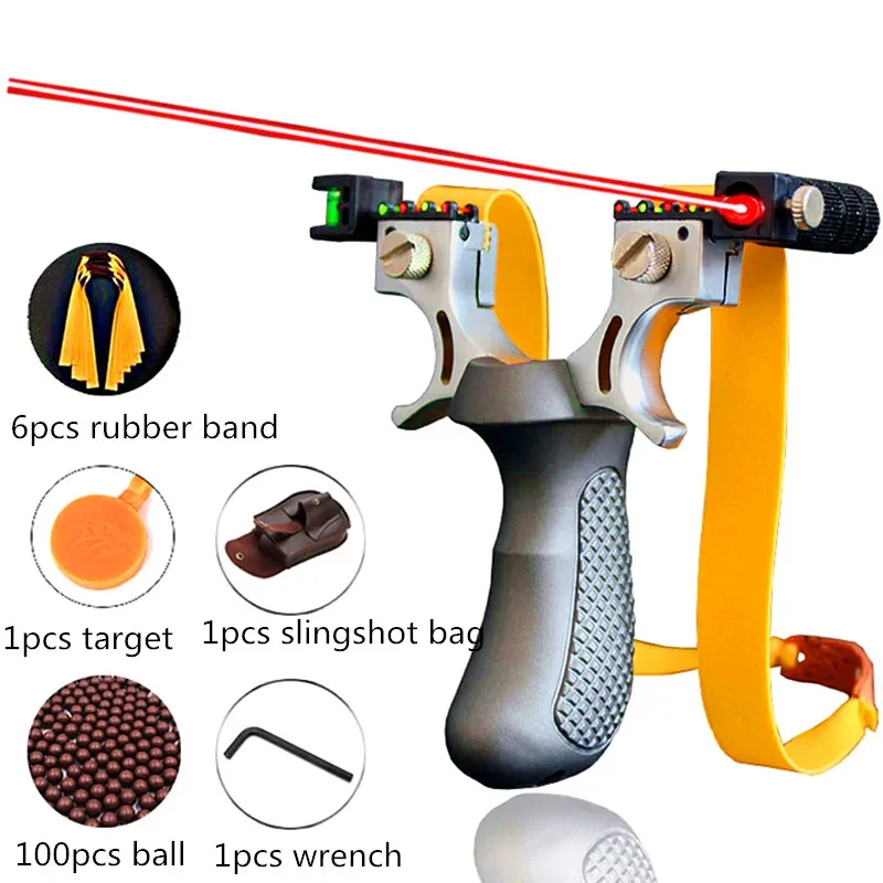 Laser Sight Laser Aiming Slingshot Powerful Outdoor Hunting Competition Slingshot Resin Material Use Flat Rubber Band 4 Colors