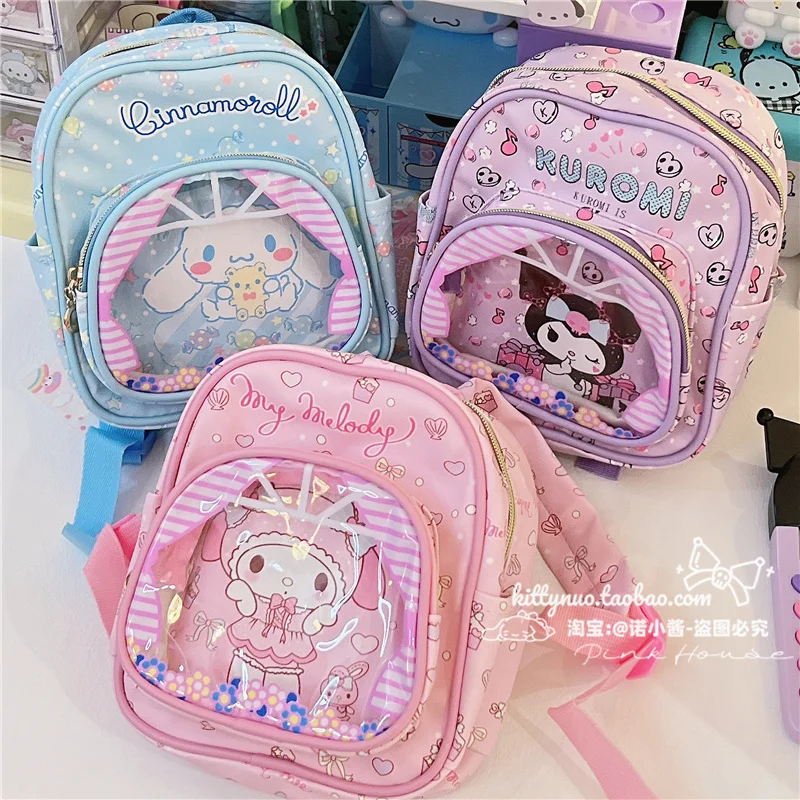 

Sanrio Kids Backpack School Bags Kawaii Hello Kitty Cinnamoroll Kuromi My Melody Waterproof Children Primary Schoolbag Mochila