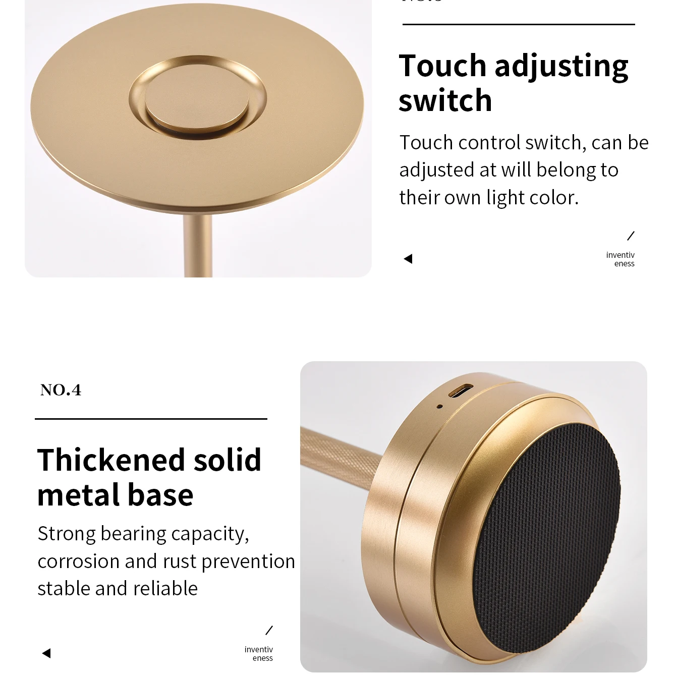 침실용 충전식 LED 터치 스위치 테이블 램프, 레스토랑용 책상 램프, 충전식 조명, USB-C 충전 테이블 램프