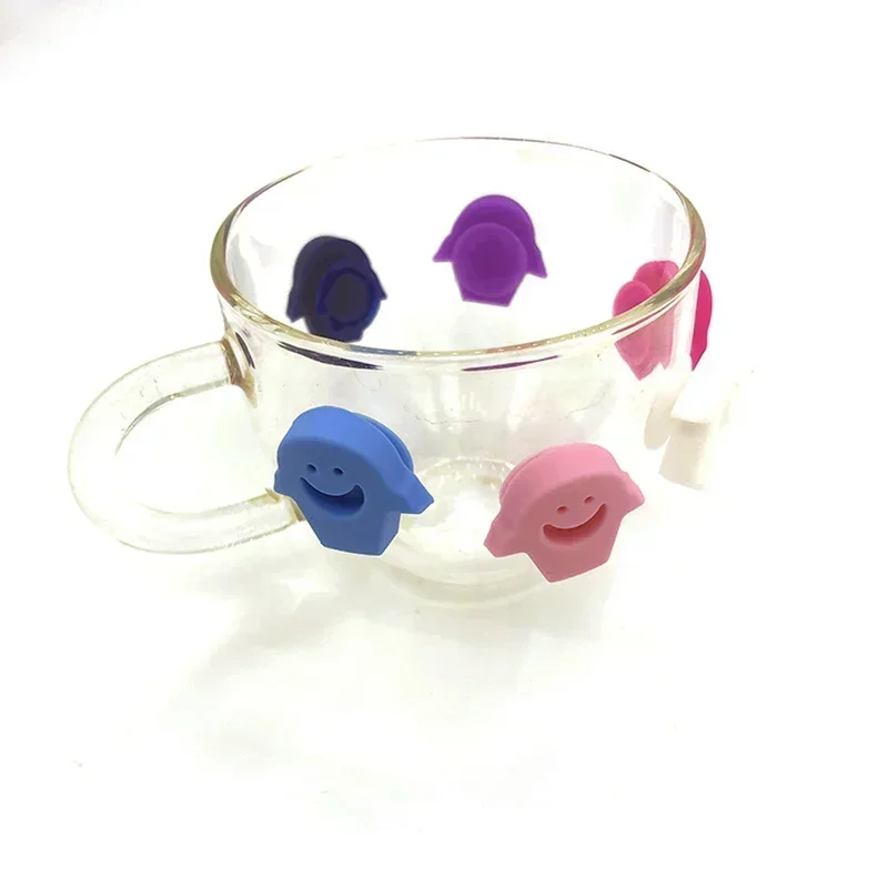 6Pcs Cool Wine Beer Glasses Recognizer Party Dedicated Suction Cup Wine Glass Silicone Label Marker Kitchen Bar Accessories Cute wine glass markers