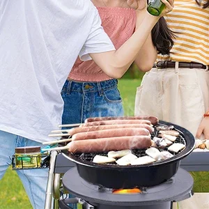 Wood and Charcoal Portable Camping Stove with Bag and Cast Iron Cookware