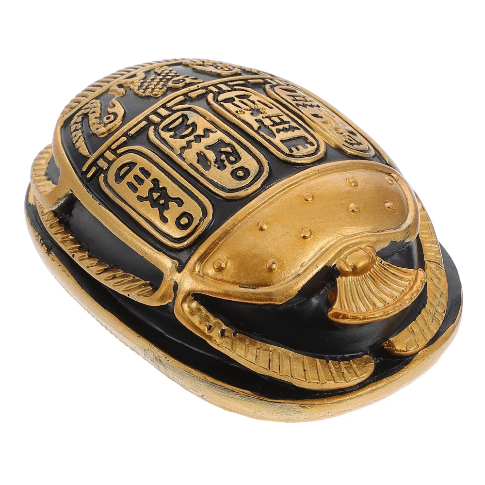 1pc Egypt Scarab Beetle Figurine Desktop Ornament Egypt Artware Figurine Vintage Resin Crafts Decoration 6.8x5x2cm