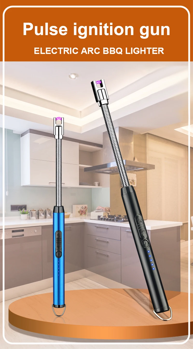 Description Picture 2 of itemNew USB Electric Rechargeable Kitchen Lighter for Stovetop Windproof LED Plasma Arc Flameless Candle Unusual Outdoor Lighter
