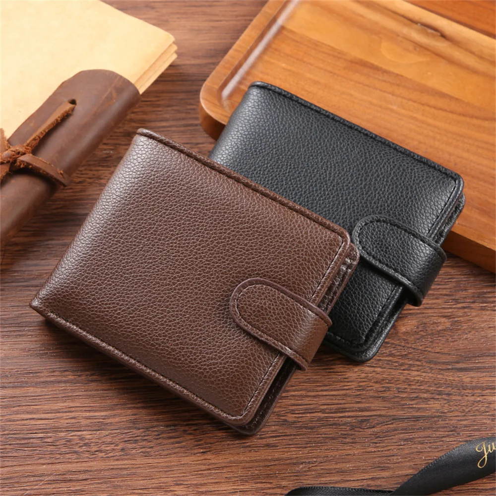 ISKYBOB Men's Wallet Multiple Card Slots ID/Credit Card Holder Fashion Vintage Business Coin Purses Snap Leather Male Wallets 2