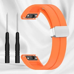 Magnetic Buckle Silicone Strap Bracelet, 26mm/22mm - QuickFit 26mm (Orange S)