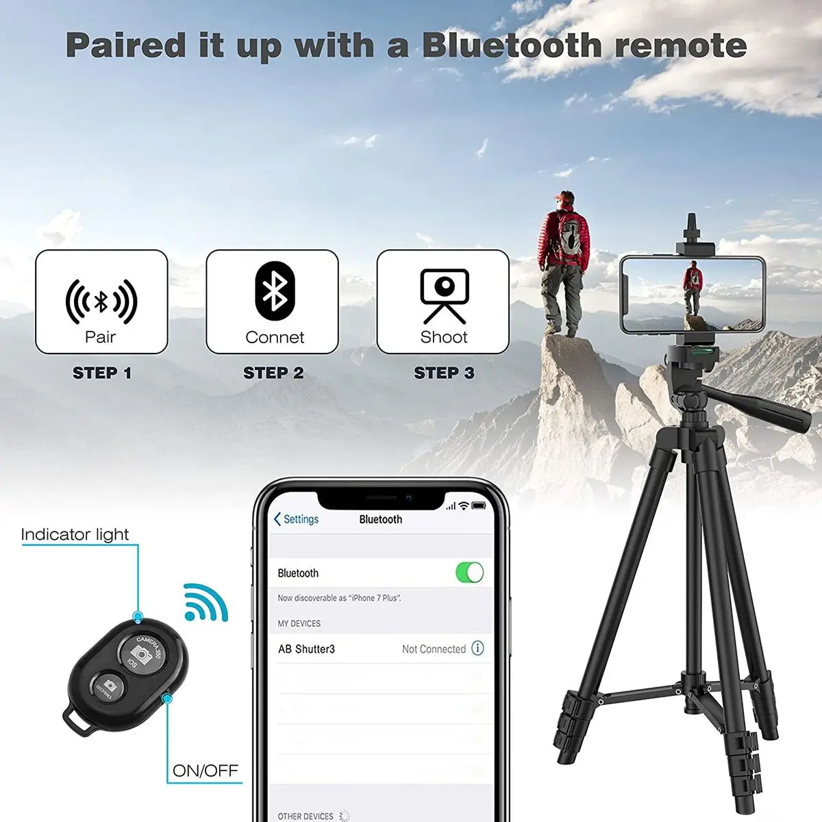 Compact Bluetooth-Enabled Photography Tripod Stand
