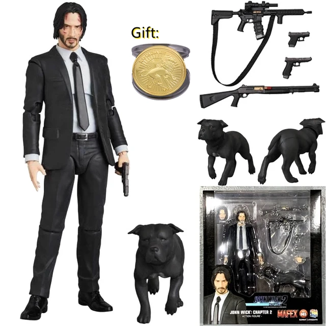 17cm John Wick Action Figures With Dog Anime Figure Mafex085 Keanu