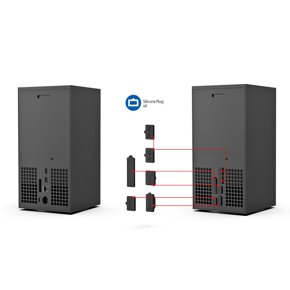 Silicone Dust Net with Dust Pulgs Dirty Prevent Mesh Anti-Dust Mesh Dustproof Case Cover for Xbox Series X Game Console