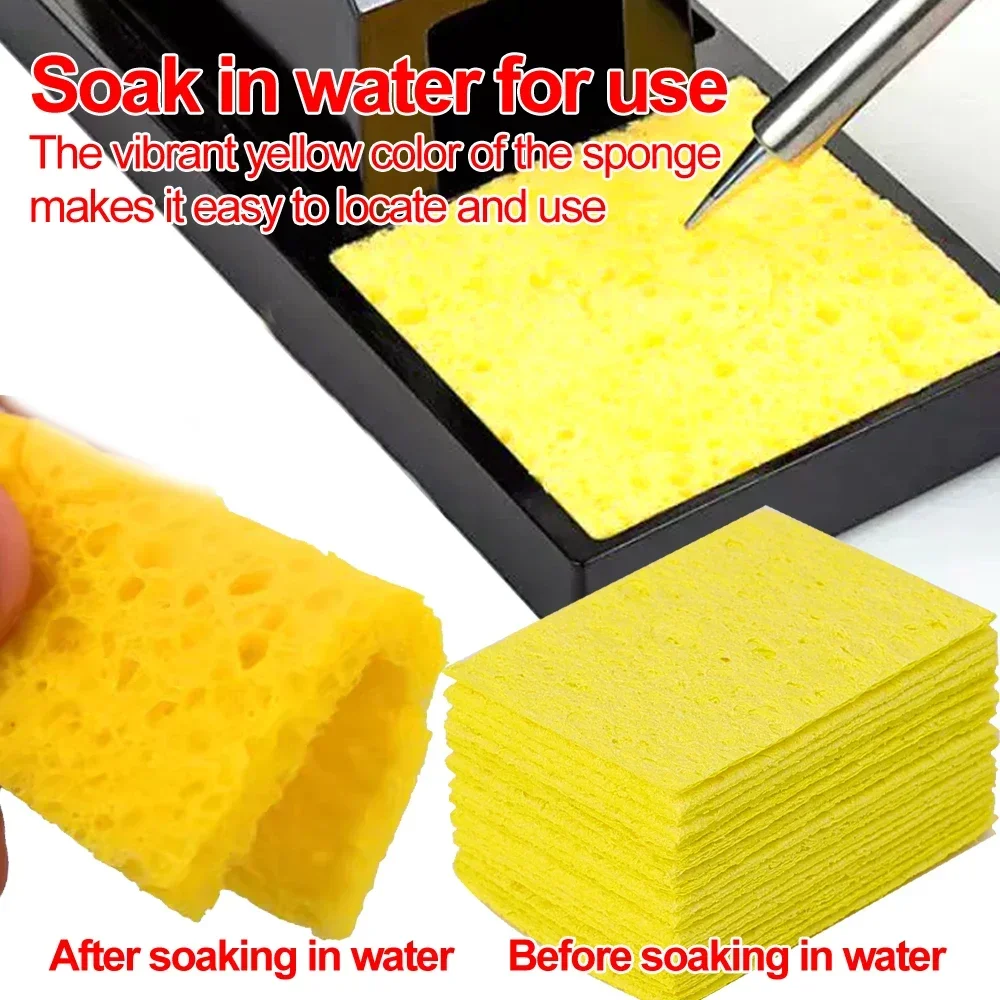 Soldering Iron Yellow Sponge Solder Tip Cleaning Sponges Cleaner Pads Soldering Accessories For Enduring Electric Welding Tools soldering iron cleaner soldering iron tip cleaner