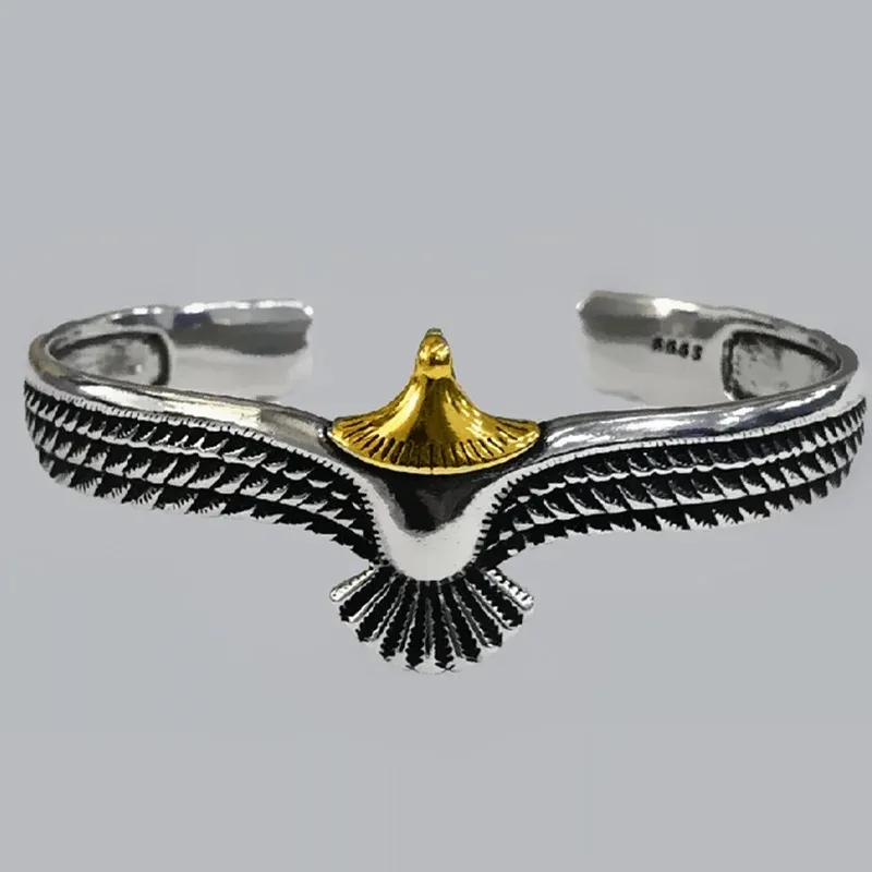 Bangle Bracelet Creative Vintage Eagle Bangle Bracelet Domineering Eagle Feather Open Adjustable Bangles Bracelets Accessories for Men Women