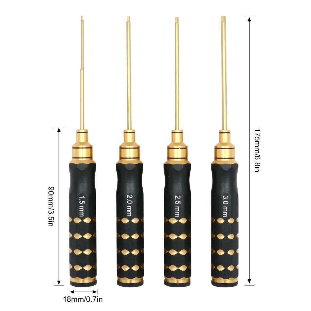 4pcs 1.5mm 2.0mm 2.5mm 3.0mm Hex Screw Driver Screwdriver Set Hexagon Tool Kit For FPV Drone Heli Airplanes Cars Boat RC Parts 2