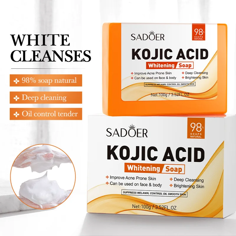1/2pcs SADOER Kojic Acid Facial Soap Face Wash Foam Facial Cleanser Moisturizing Hydrating Oil Control Body Bathing Soap