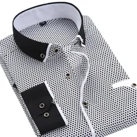 Chemise boutonnée florale pour hommes, marque de haute qualité, chemises à manches longues, décontractées, Slim Fit, vêtements noirs, chemises habillées, 2024 1