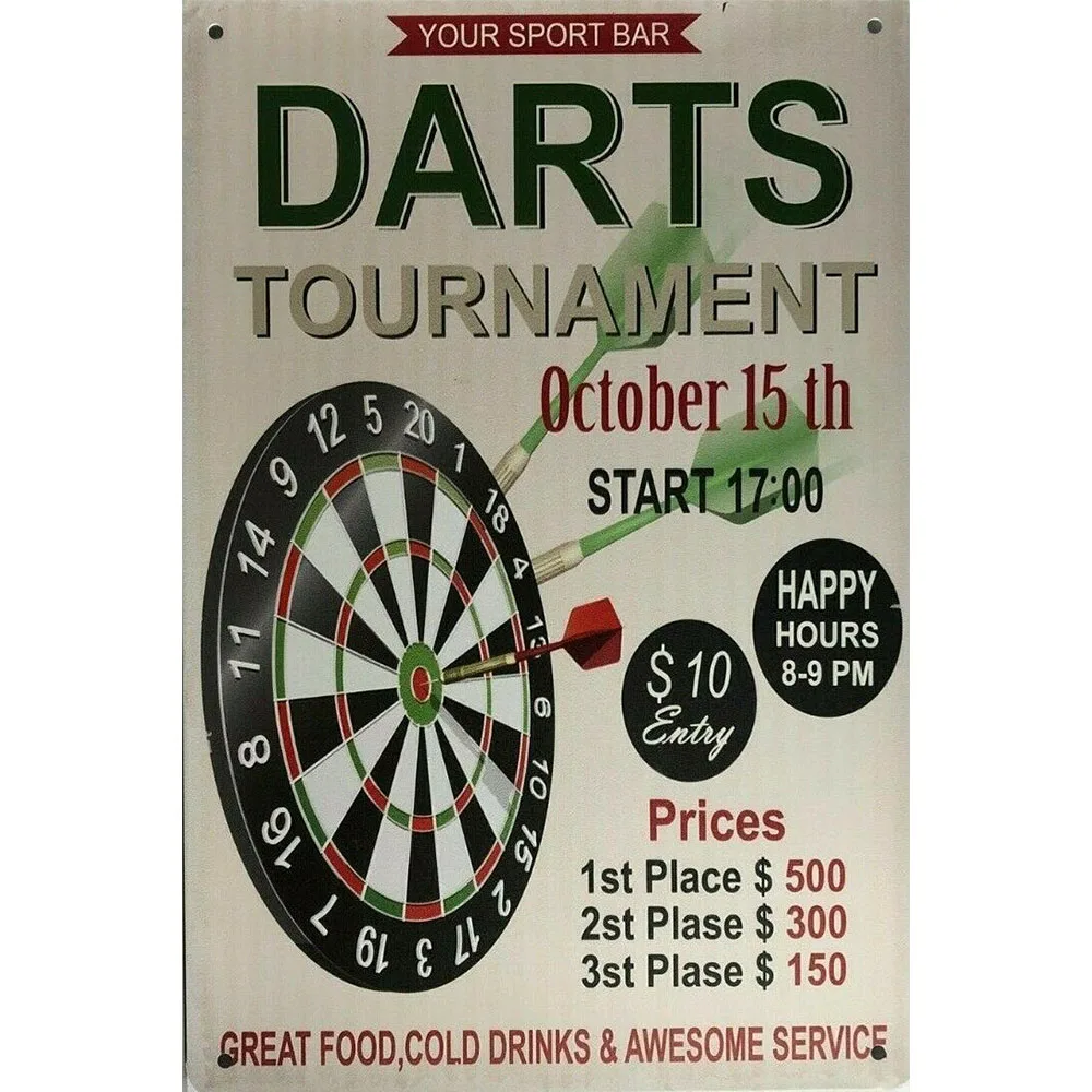 

Darts Mancave Vintage Tin Metal Sign Shabby Chic Decor Plaque Wall Poster Vintage Decor Art motorcycle garage