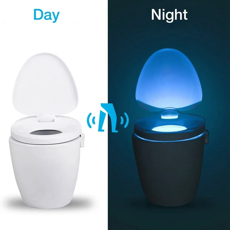 미니 Kawayi 인간 적외선 감지 LED 야간 조명 스틱 변기, 16/8 컬러 욕실 다채로운 모션 감지 야간 조명
