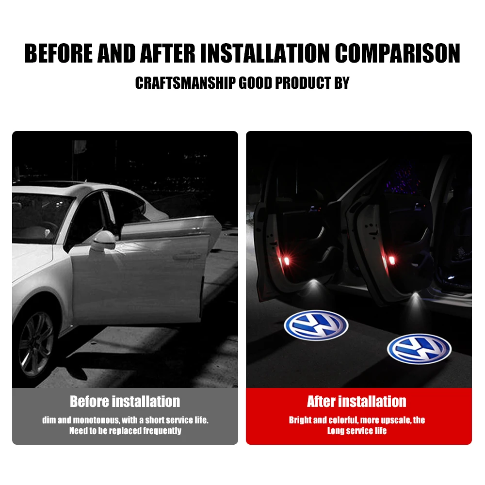 Car Door Lamp 2PCS LED Laser Projector for VW Volkswagen