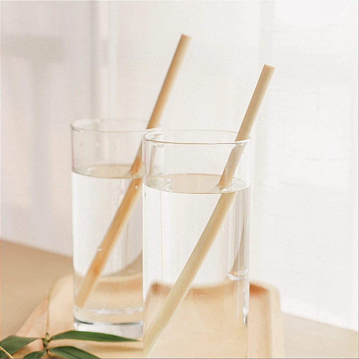 Drinking Straws Straw Accessories Straw Cleaner Brush 10Pcs Natural Bamboo Straw Reusable Drinking Straws with Case Biodegradable Eco-friendly For Cocktail Bar Drinks