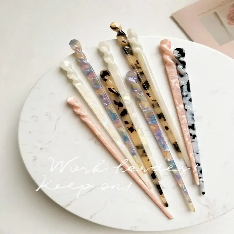 Chinese Style Hair Sticks Vintage Acetate Chopstick Women Hairpins Clips Wedding Jewelry Girl Beauty Styling Accessories