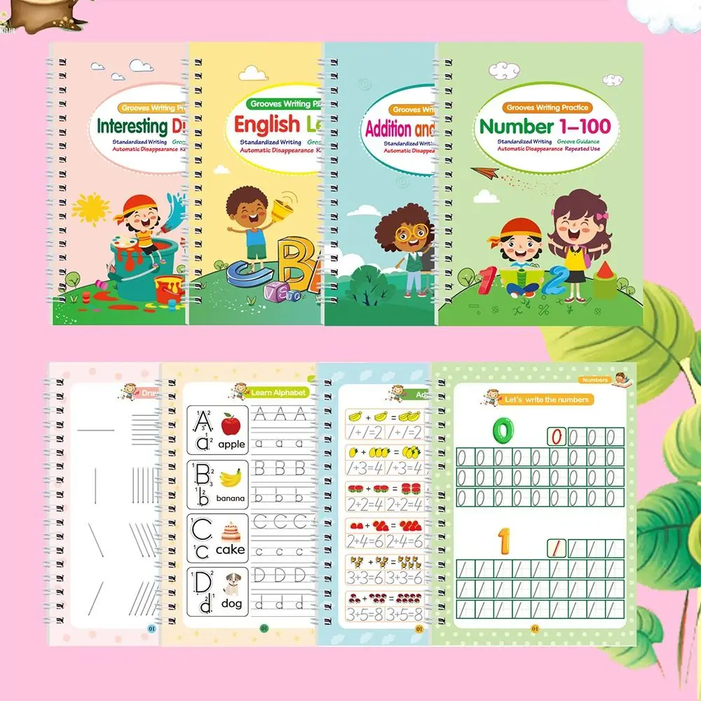 Portable English Groove Copybook for Children Control Pen Training Book English Letter Calligraphy Book