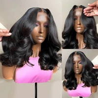 Perruque Bob Lace Closure Loose Wave 4x4, cheveux naturels courts, pre-plucked, densité 180, 4x4 5