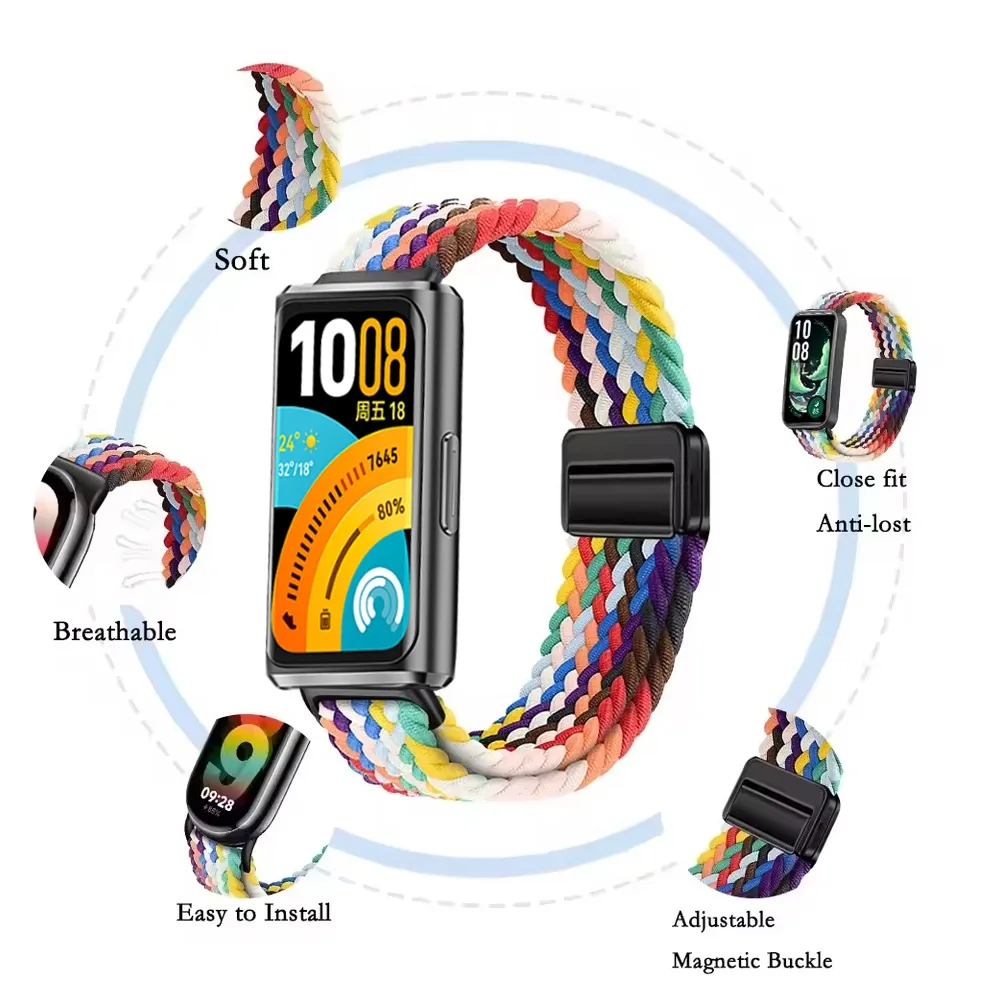 Braided Nylon Loop Strap with Magnetic Buckle Bracelet