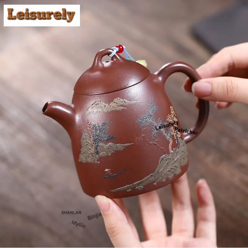 280ml Antique Yixing Purple Clay Teapots Handmade Qin Quan Pot Raw Ore Purple Mud Kettle With Strainer Zisha Teaset Tea Services