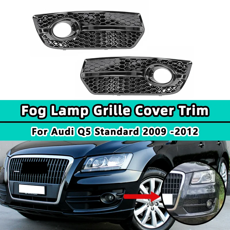 Front Bumper Fog Light Covers For Audi Q5 2009-2012 - Left & Right Black Bezels | Non S-Line Models