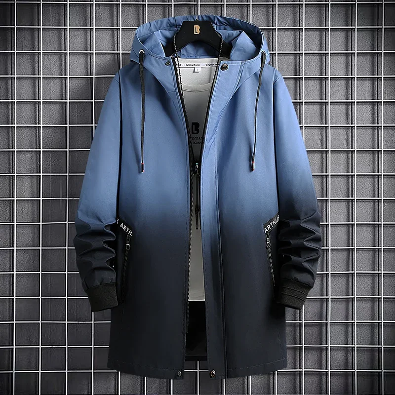 الخريف الرجال سترة واقية الرجال منتصف طول حجم كبير...