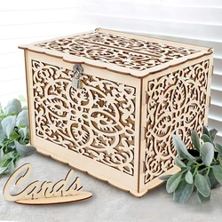 Elegant Hollow Wooden Wedding Card and Gift Box with Lock for DIY Decor and Party Favors (1)