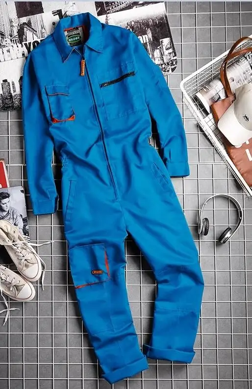 thumbnail image 2 of Men's Work Coveralls - Long Sleeve Jumpsuit With Multiple Pockets, Durable Polyester-Cotton Blend 2 of 13