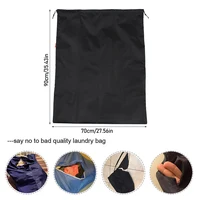 Black Foldable Storage Bags Waterproof Nylon Large Laundry Bag Machine Washable Sturdy Material Drawstring Closure  94x120cm 2