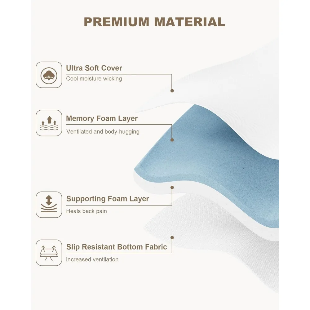 4" Queen Sofa Bed Mattress Replacement CertiPUR-US Certified Memory Foam Mattress Topper 6