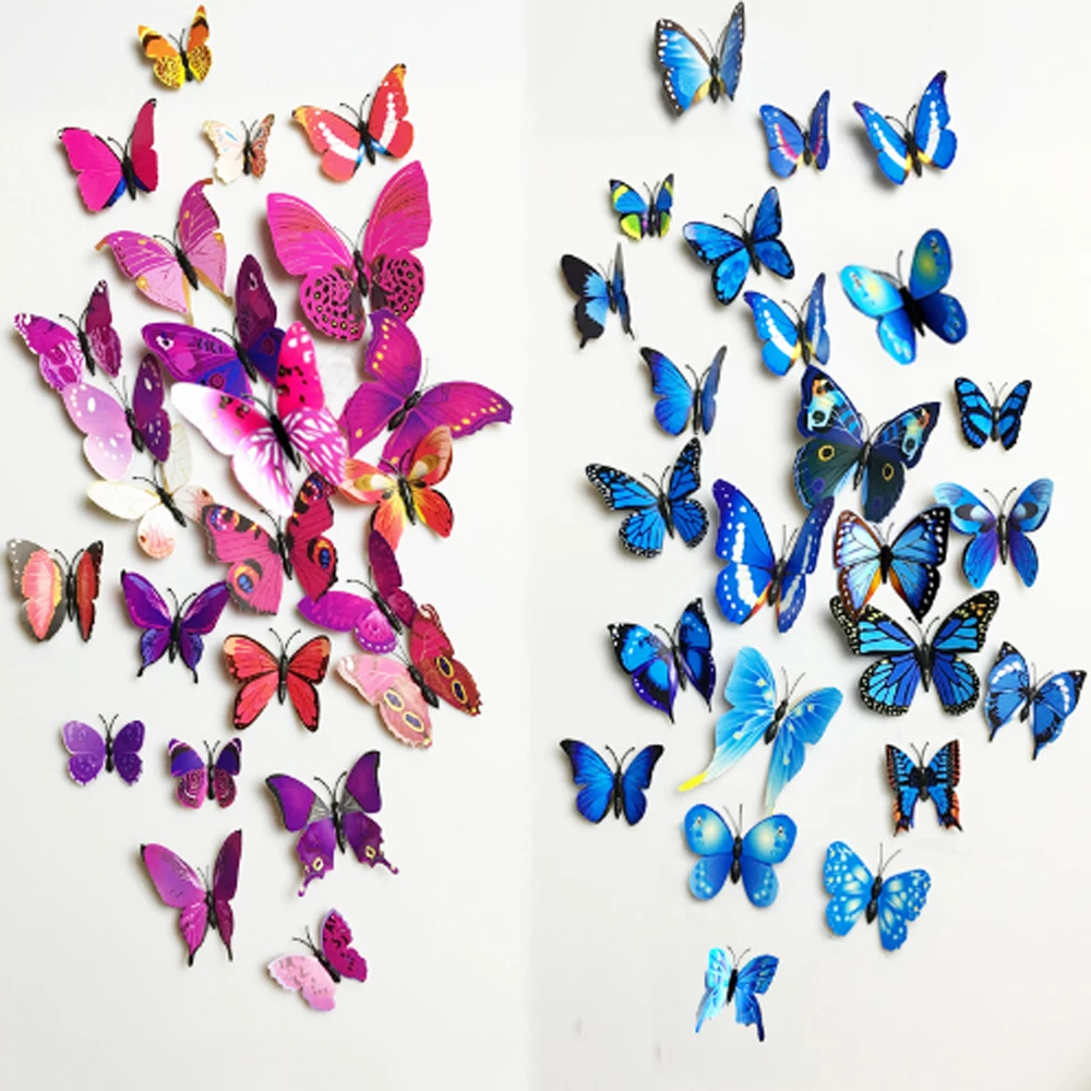 Hot 12pcs PVC 3d Butterfly wall decor cute Butterflies art Decalshome Decoration