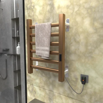 ห้องน้ําชั้นวางผ้าขนหนูอุ่นไฟฟ้าอุณหภูมิควบคุมจับเวลาราวแขวนผ้าเช็ดตัวไฟฟ้าแห้งเร็วผ้าเช็ดตัวอุ่นเครื่องอบผ้าขนหนูในครัวเรือน 2