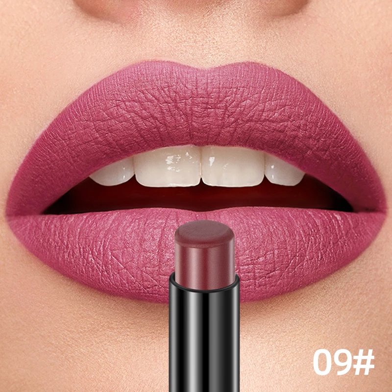 Lápiz labial mate aterciopelado de 12 colores QIBEST, lápiz labial duradero, lápiz labial color nude, lápiz delineador de labios marrón rojizo, maquillaje