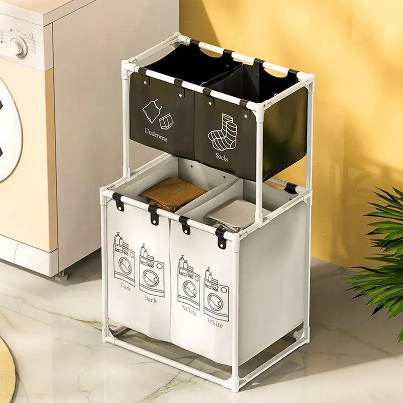 

1 set of laundry sorter basket Dirty Clothes Basket Laundry Room Hamper with Compartments for Cloth Organizing Household