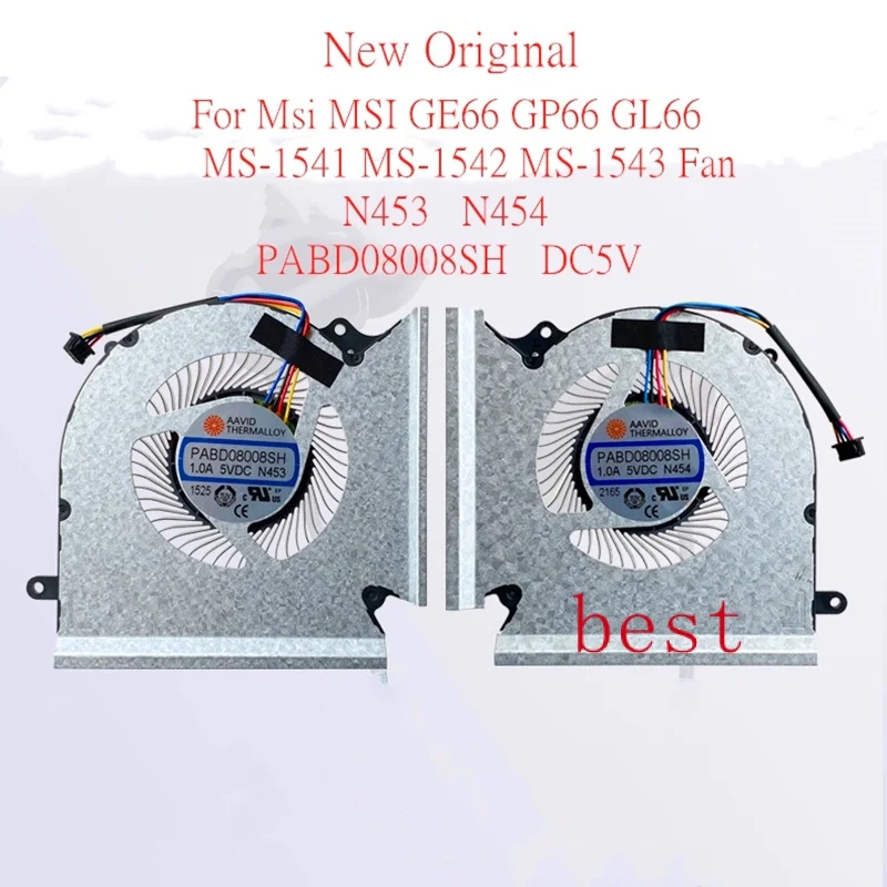 

Новый оригинальный вентилятор охлаждения для ноутбука Msi GE66 GP66 GL66 MS-1541 MS-1542 MS-1543 Fans N453 N454 PABD08008SH DC5V